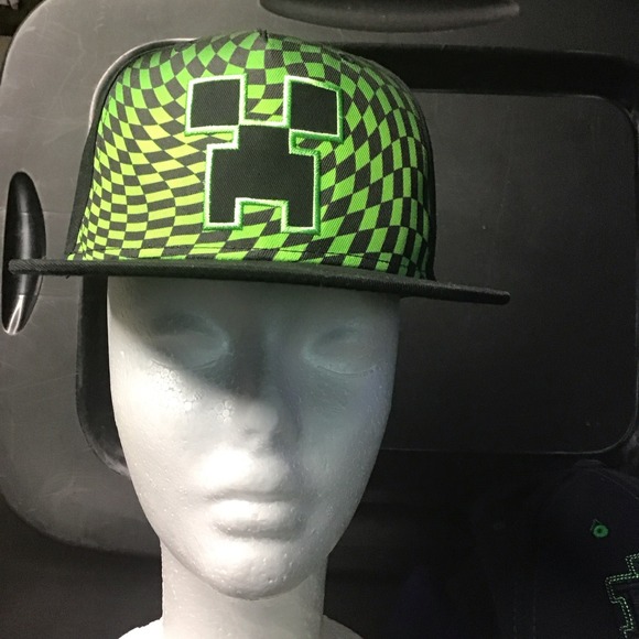 Minecraft‎ Creeper Black Green Cap Hat Snap Adj Closure Unisex Youth Hat - Picture 1 of 7